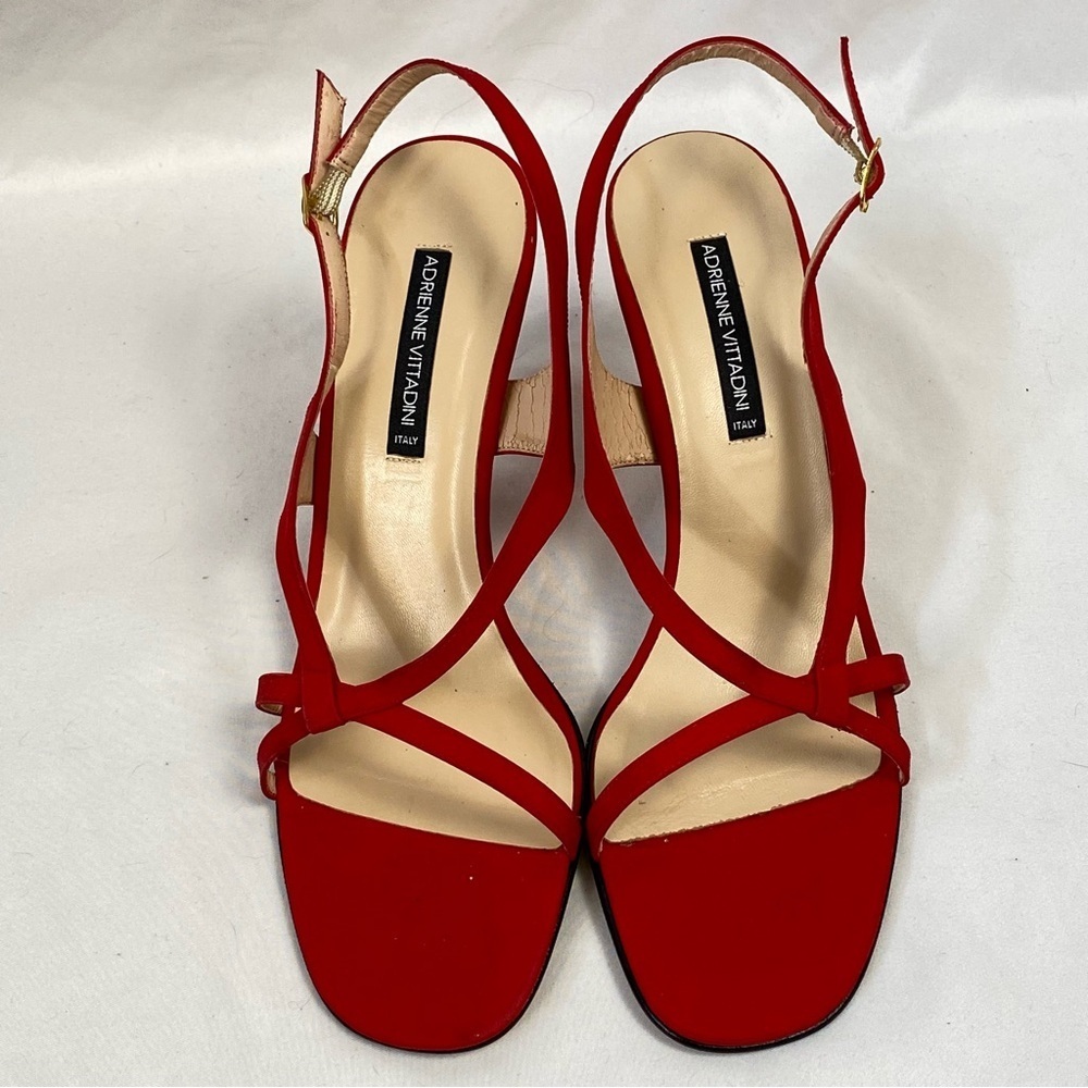 Adrienne Vittadini Gaia Arianna Red Heeled Slingback Size 10 Medium Leather Sole - Picture 2 of 16
